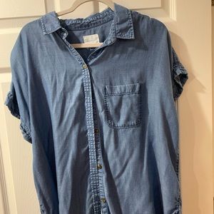 Denim Button up pull over short sleeved